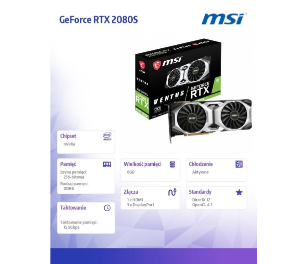 MSI Geforce RTX 2080 SUPER VENTUS XS OC 8GB GDDR6 - 516155 - zdjęcie 10